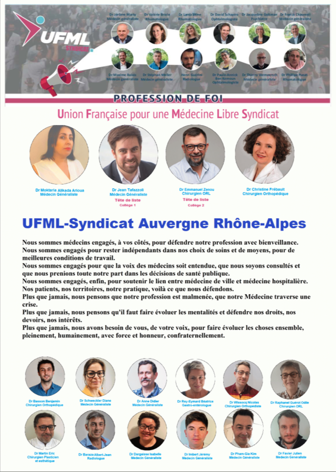 Profession de Foi Auvergne Rhone Alpes UFMLS URPS 2021