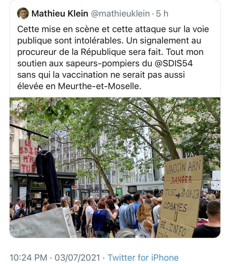 Mouvement #antivax Simulacre de pendaison de pompier&nbsp;: la honte l’UFMLS s’adresse au Ministre de la santé et au président de l’Ordre des médecins